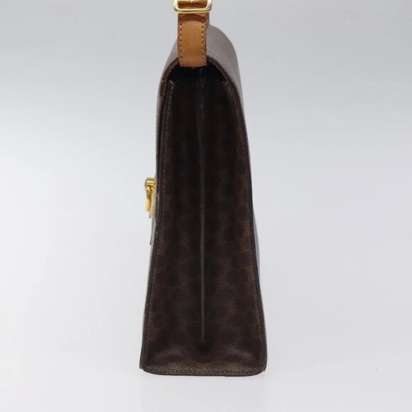 CELINE Macadam Canvas Shoulder Bag PVC Leather Brown Gold - Picture 6 of 16